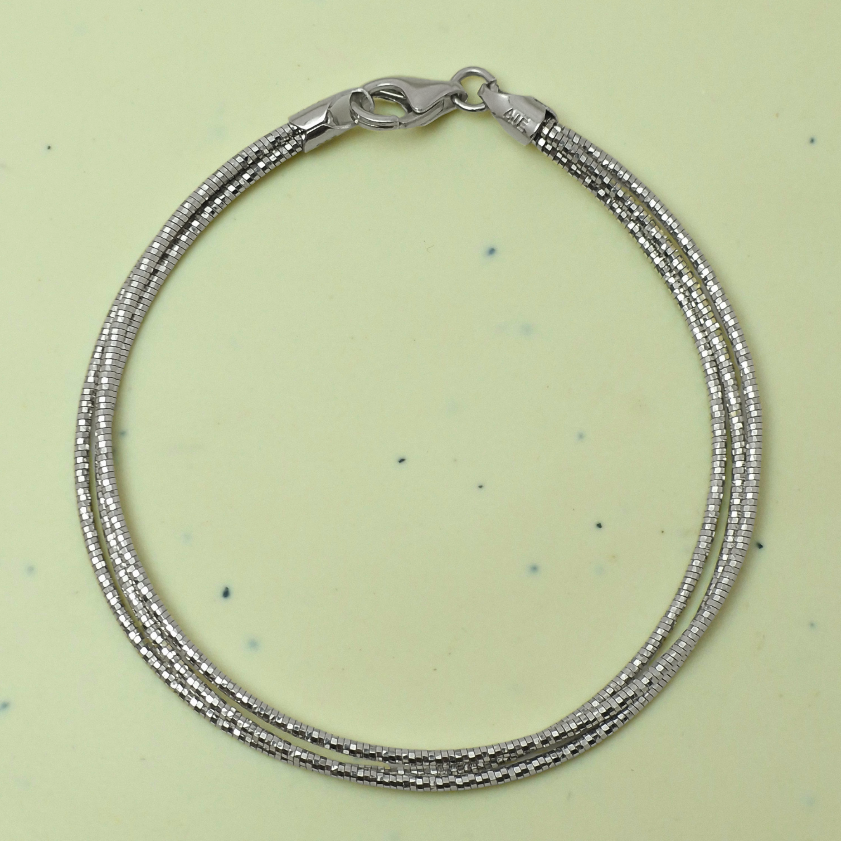 925 Silver Textured Snake-Style Bracelet – TRIPLE LAYER