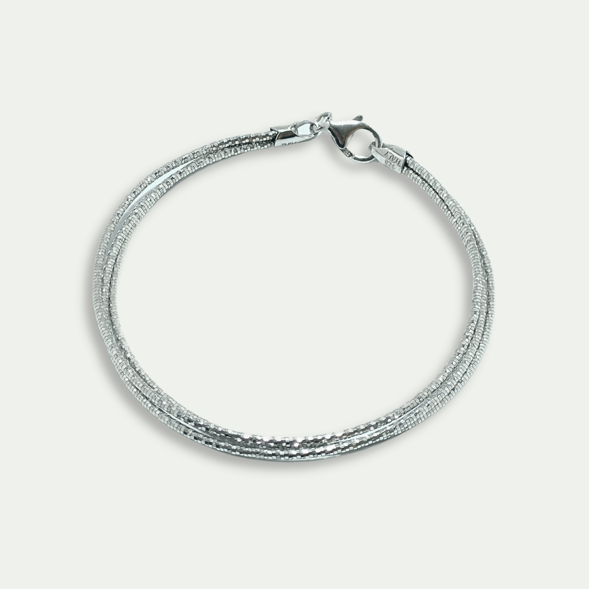 925 Silver Textured Snake-Style Bracelet – TRIPLE LAYER