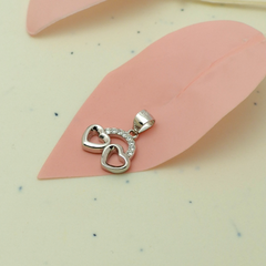 925 Silver Twin Heart Pendant with CZ Stones