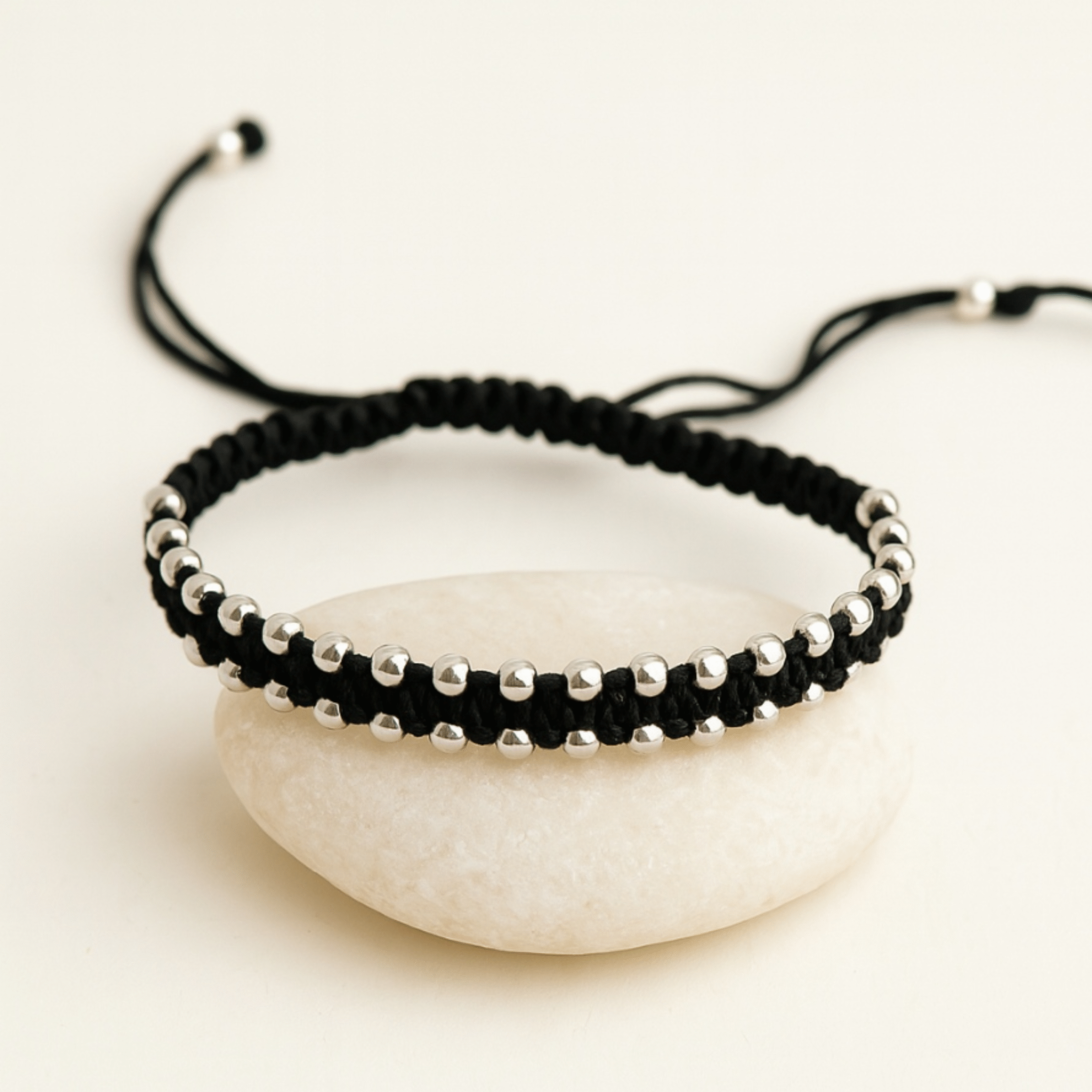 Nazariya Black Thread Bracelet with 925 Silver Beads – (Pack of 2)