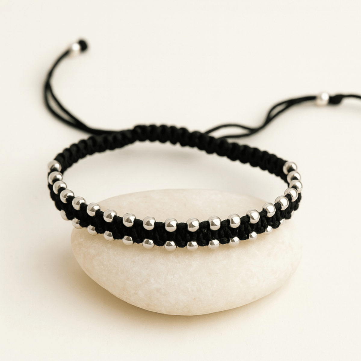 Nazariya Black Thread Bracelet with 925 Silver Beads – (Pack of 2)