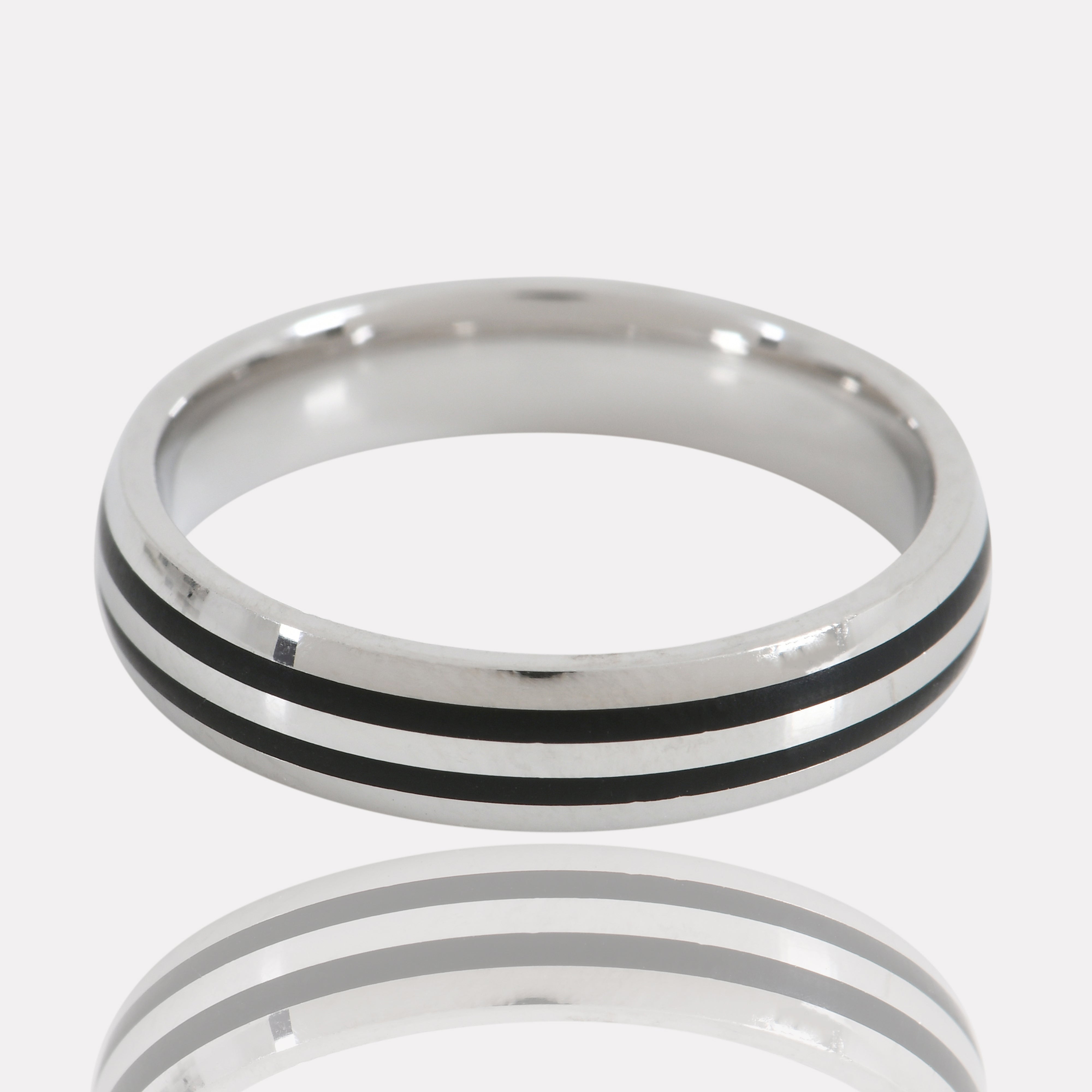 Black-Striped 925 Sterling Silver Ring