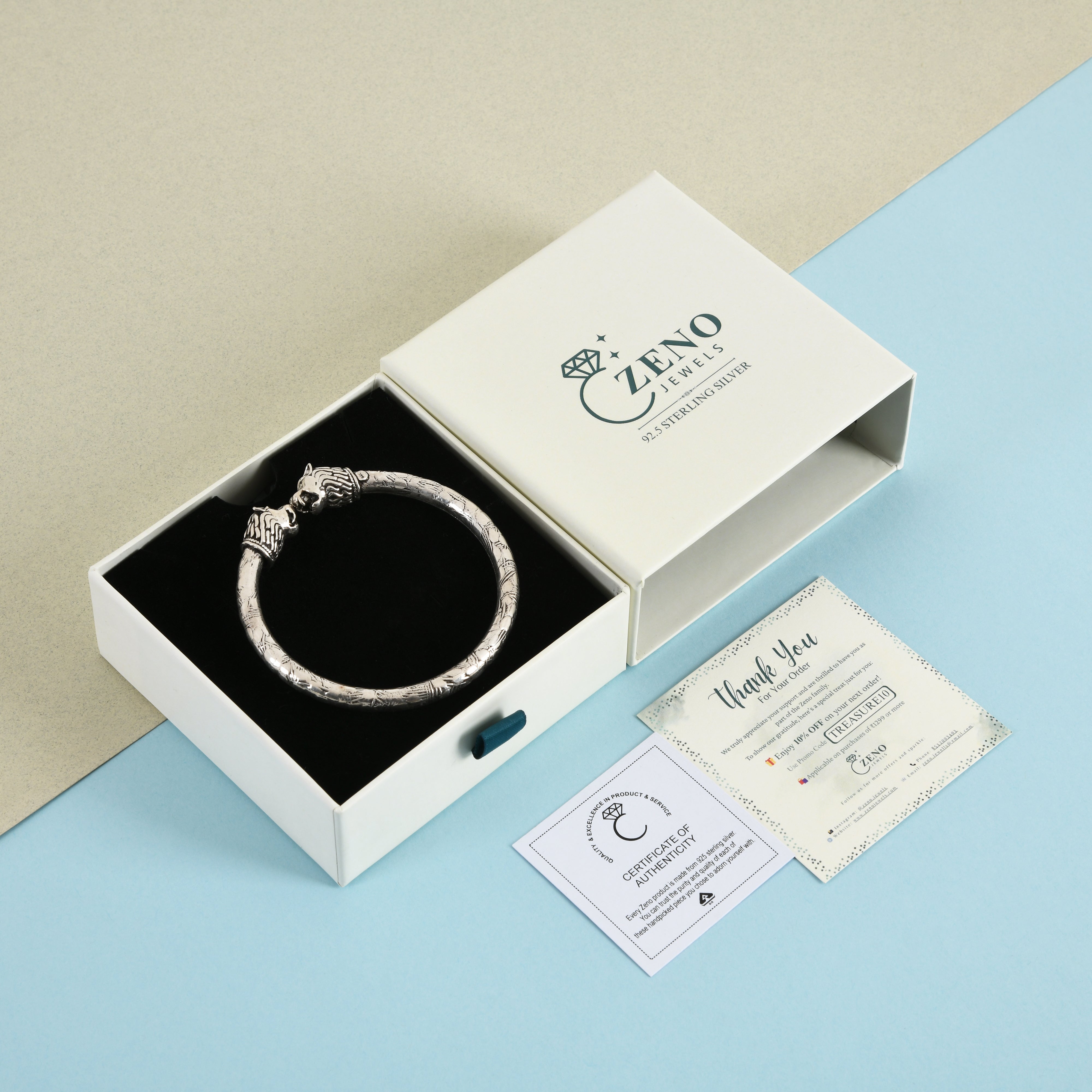 Oxidised Tiger Head 925 Silver Bracelet