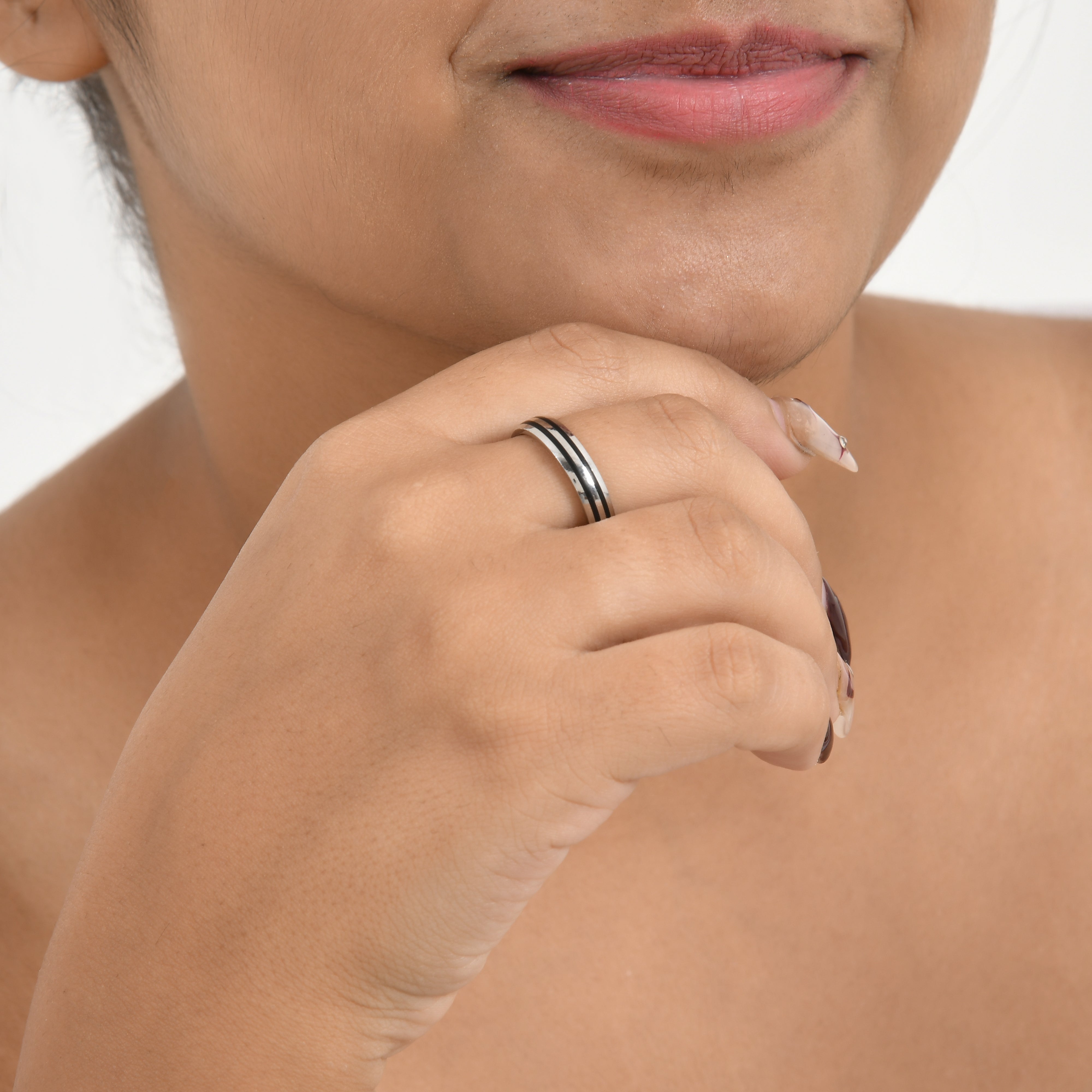 Black-Striped 925 Sterling Silver Ring