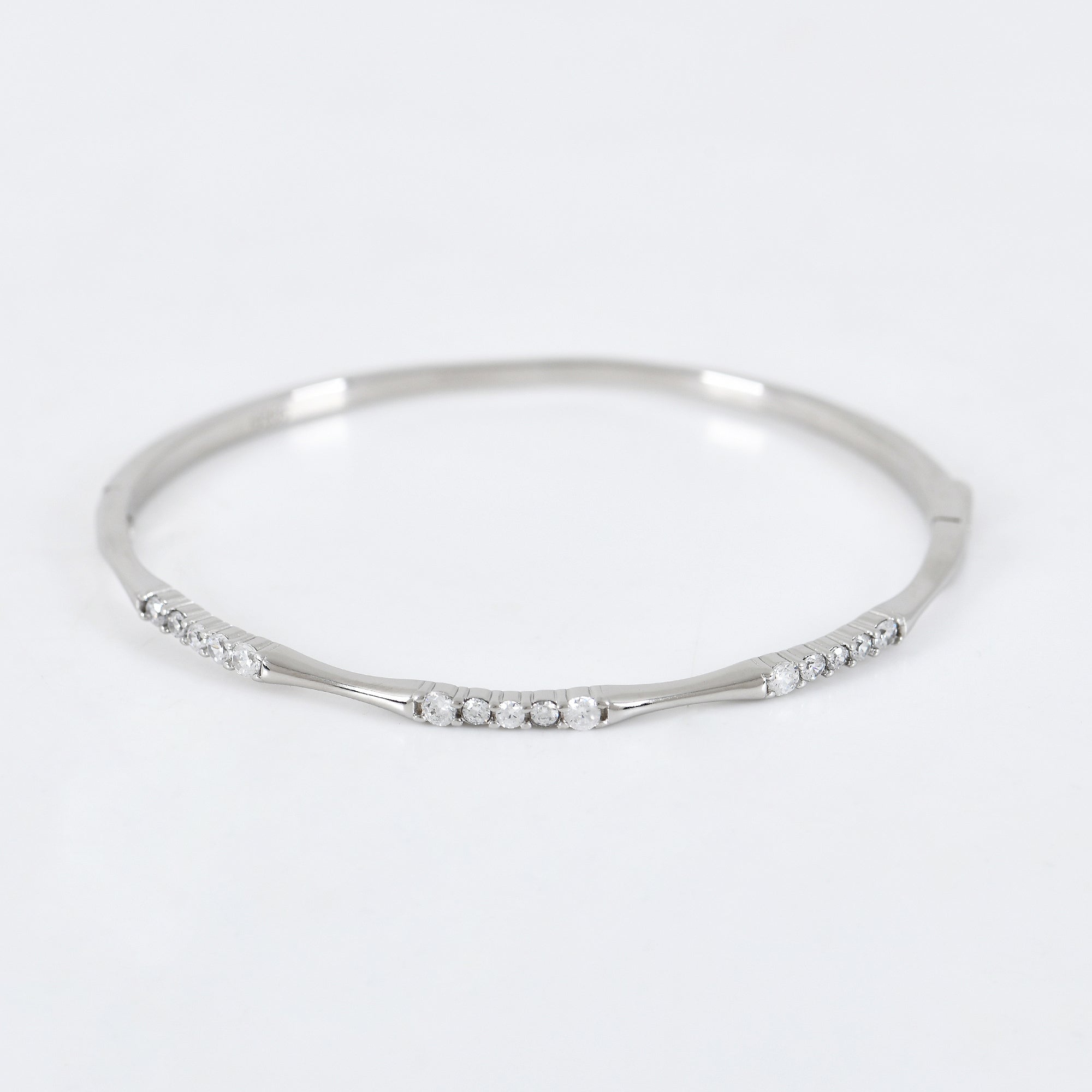 Linear Stone Bangle in 925 Sterling Silver