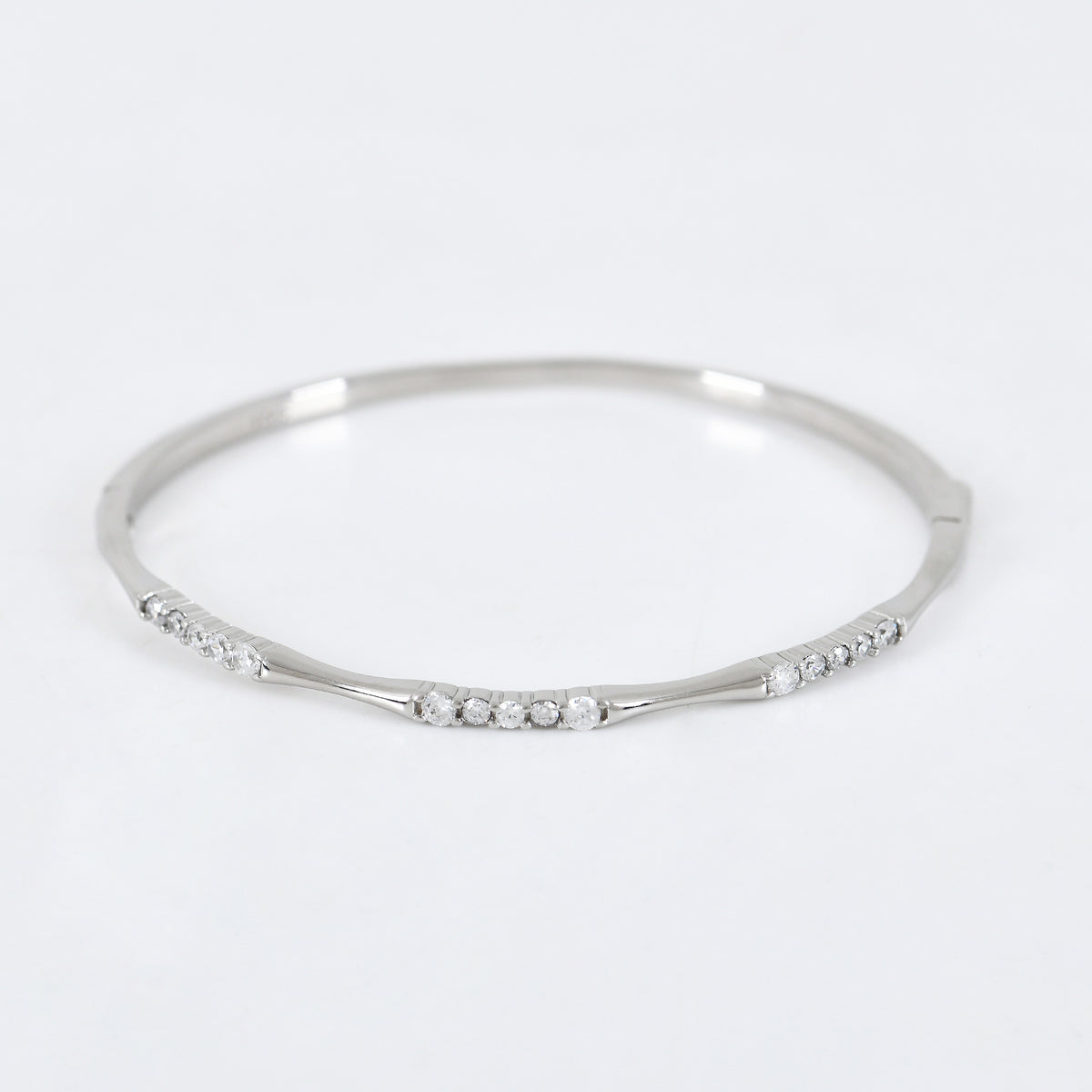 Linear Stone Bangle in 925 Sterling Silver