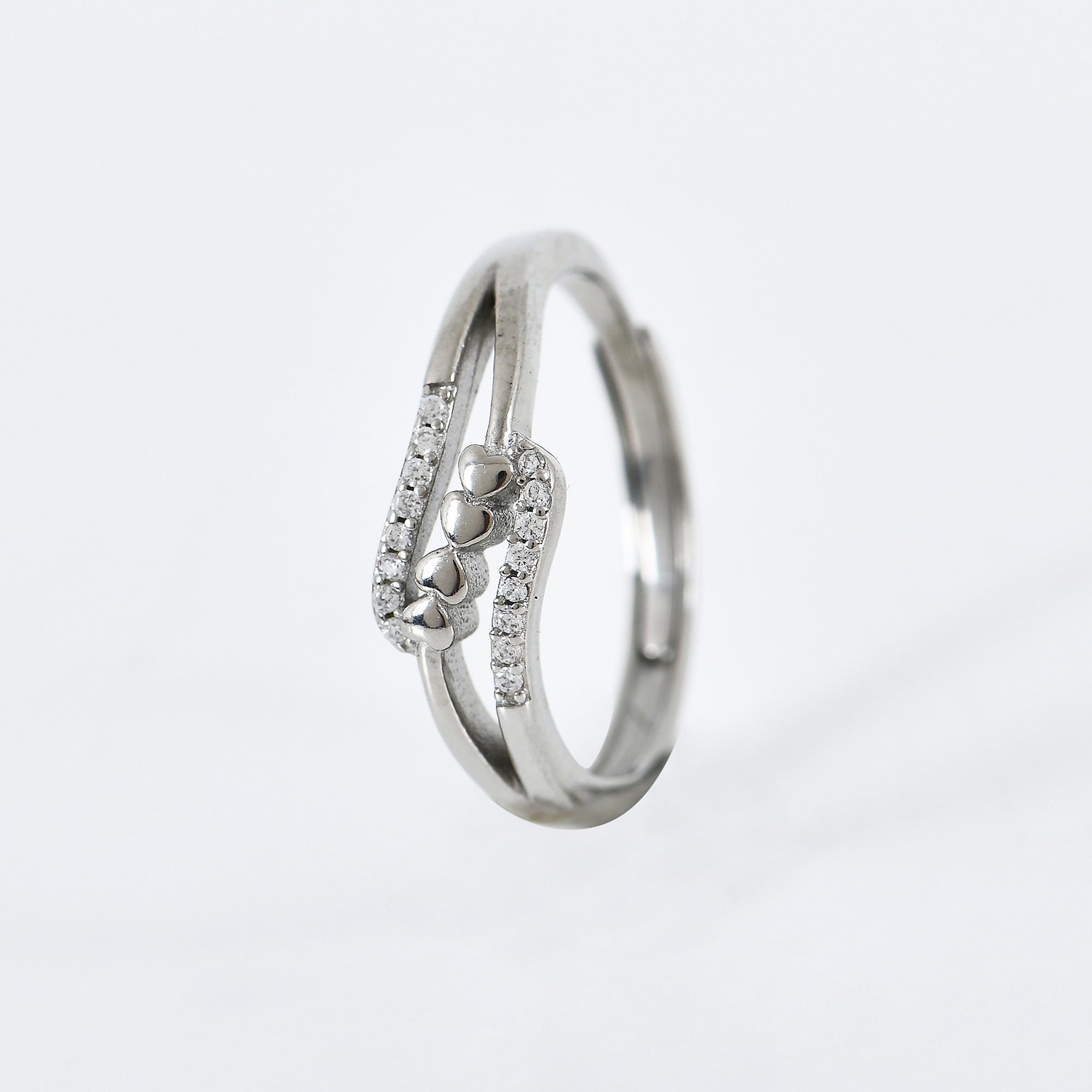 Amity Heart Adjustable Ring in 925 Sterling Silver