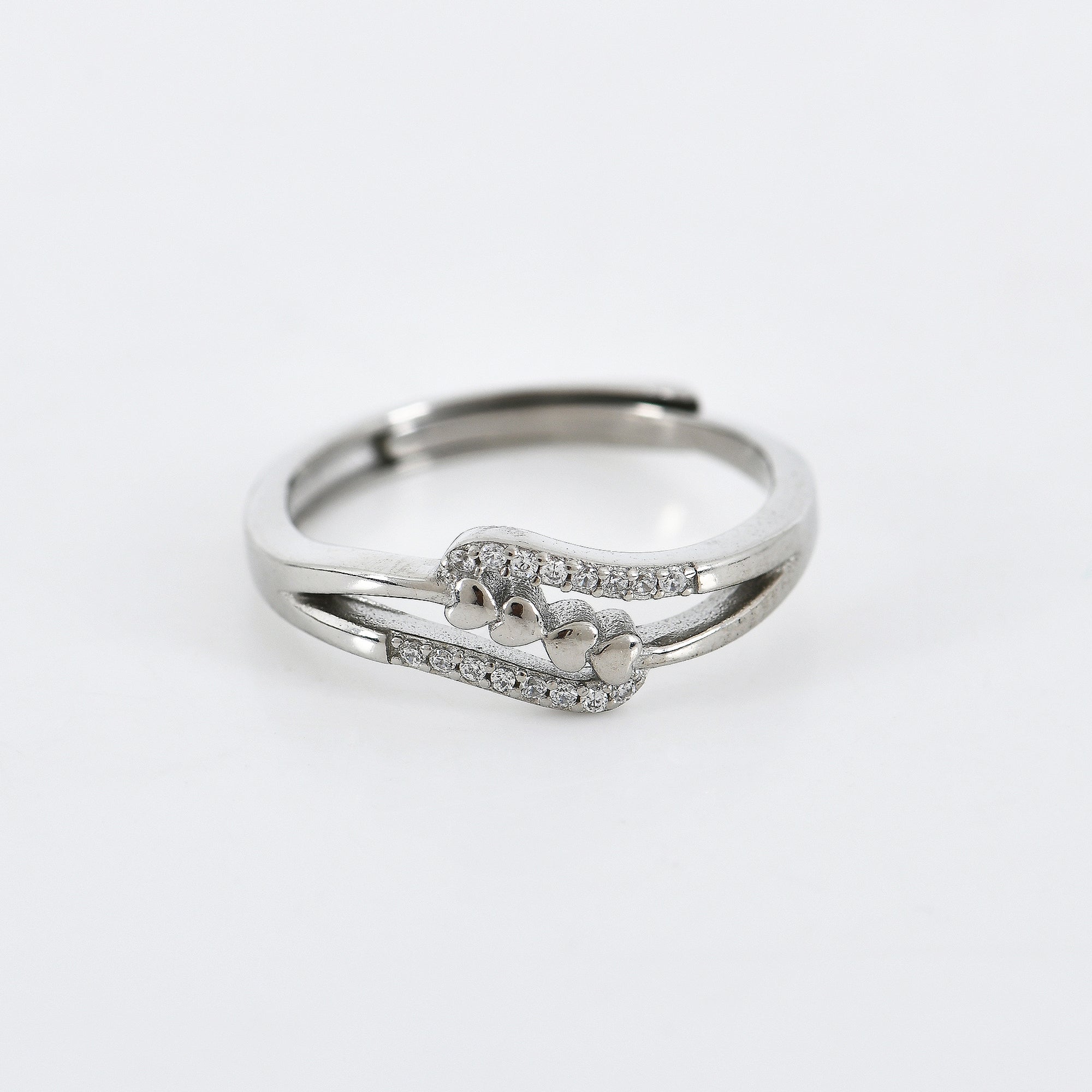 Amity Heart Adjustable Ring in 925 Sterling Silver