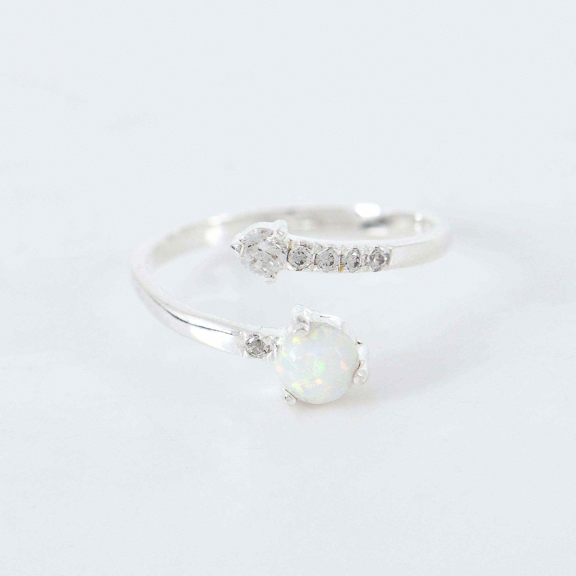 Opal Adjustable Ring in 925 Sterling Silver