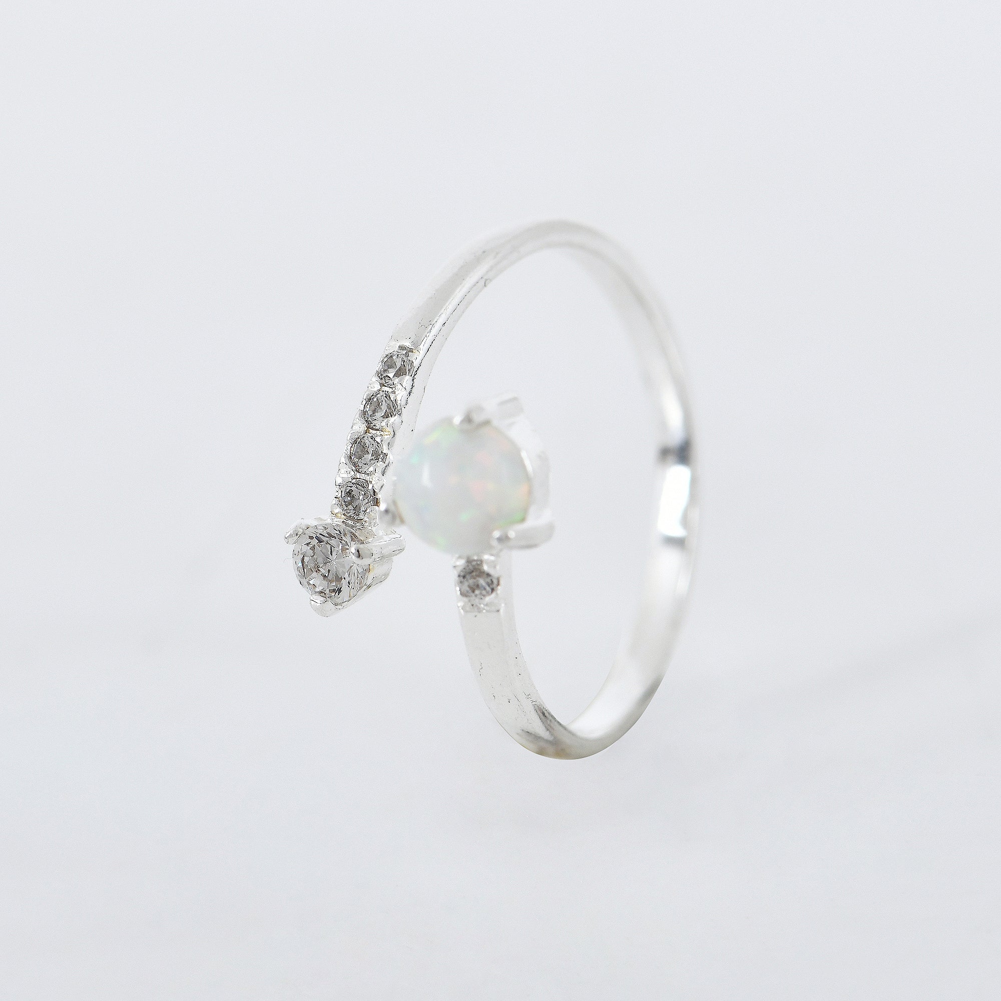 Opal Adjustable Ring in 925 Sterling Silver