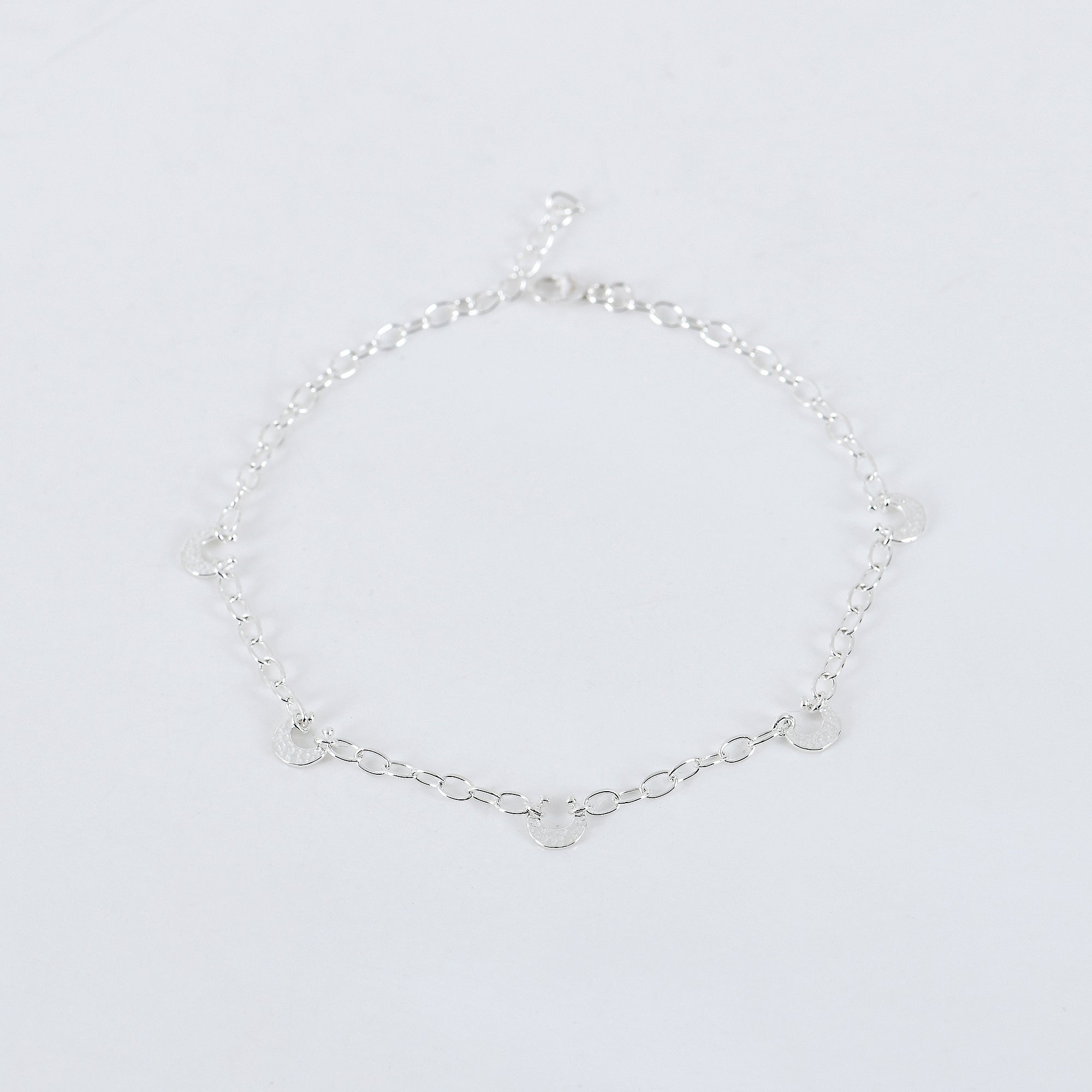 Cresent Moon Anklet in  925 Sterling Silver