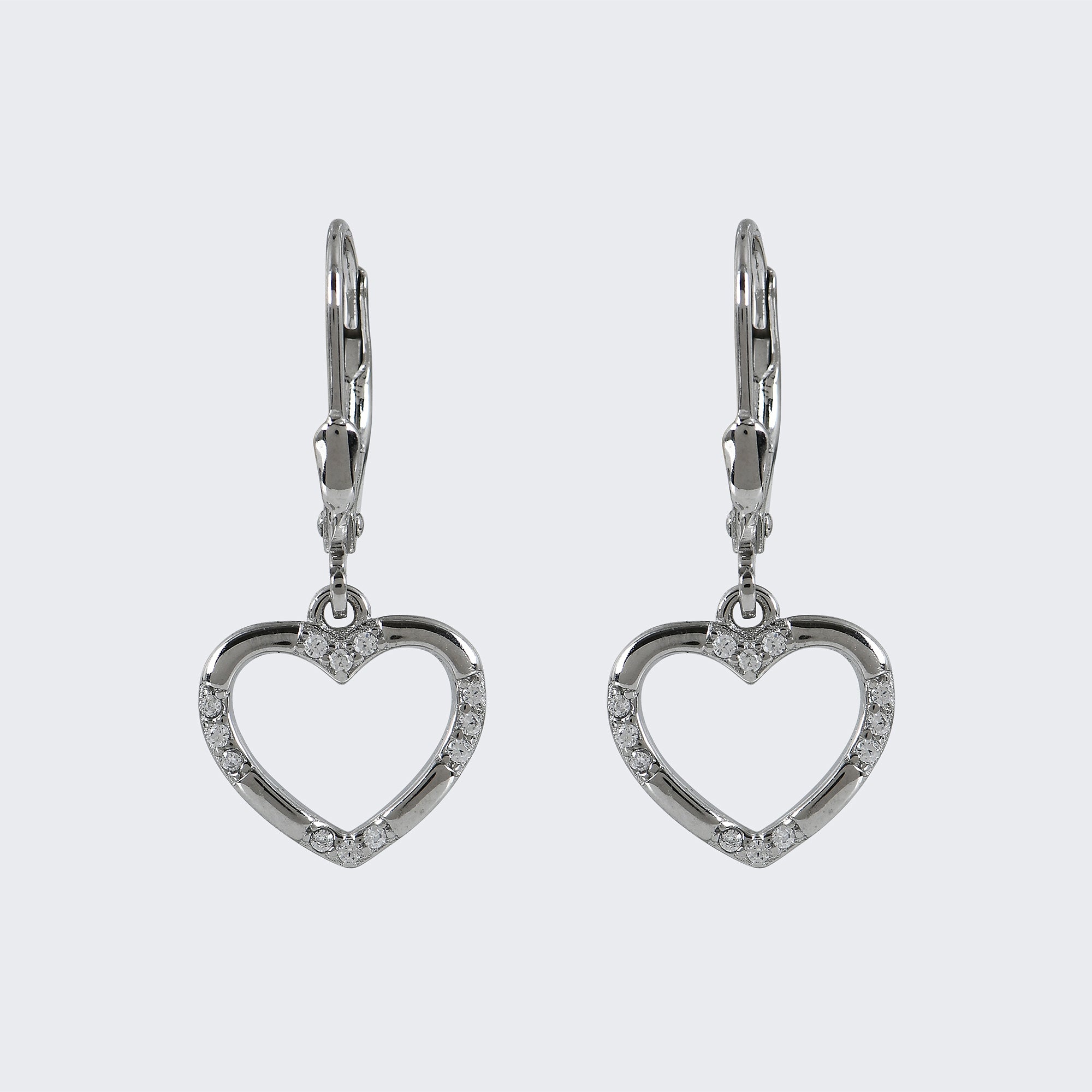 Heart Drop Earrings in 925 Sterling Silver