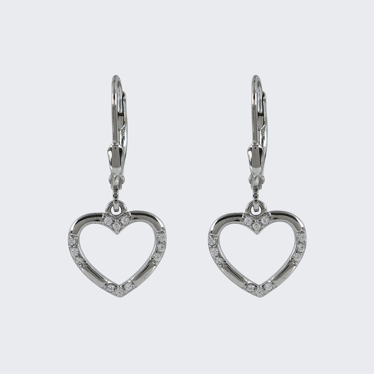 Heart Drop Earrings in 925 Sterling Silver