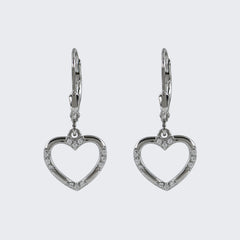 Heart Drop Earrings in 925 Sterling Silver