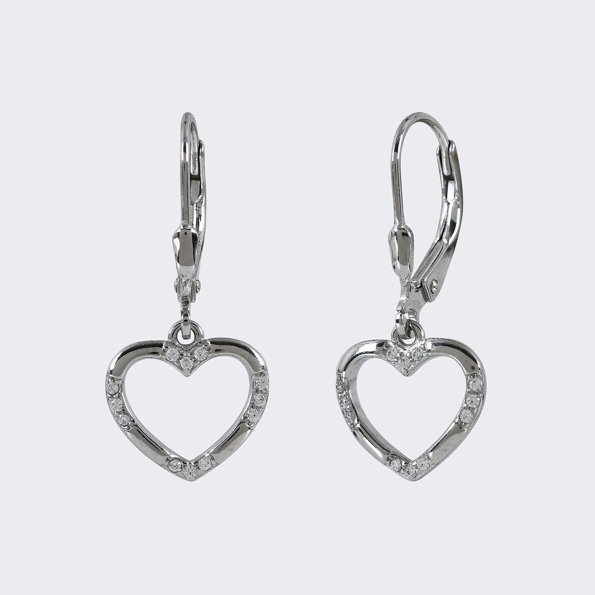 Heart Drop Earrings in 925 Sterling Silver