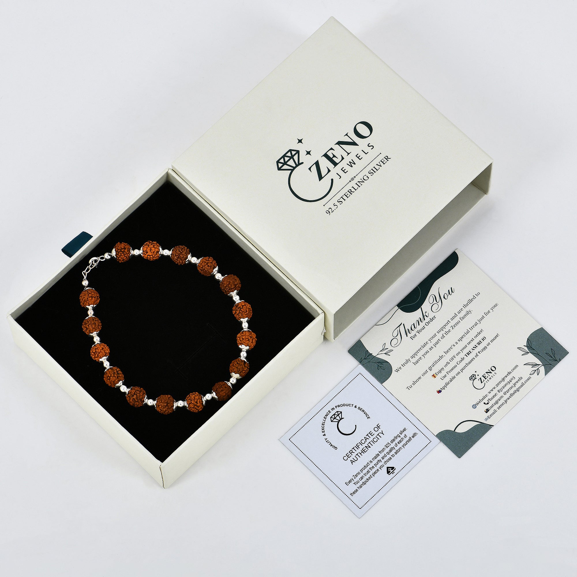 Astra Rudraksha Bracelet in 925 Sterling Silver