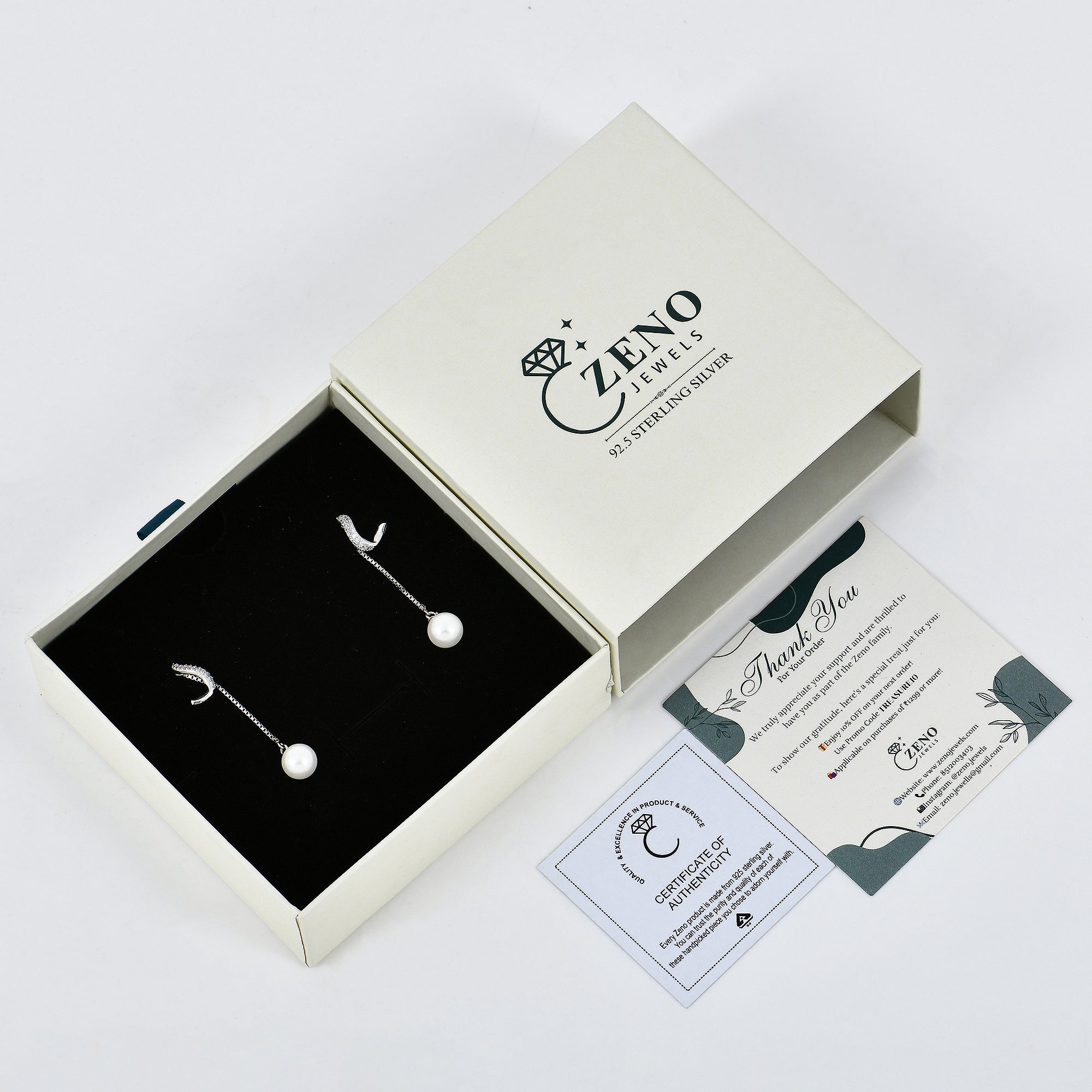 Drop-Chain Pearl Earrings in 925 Sterling Silver