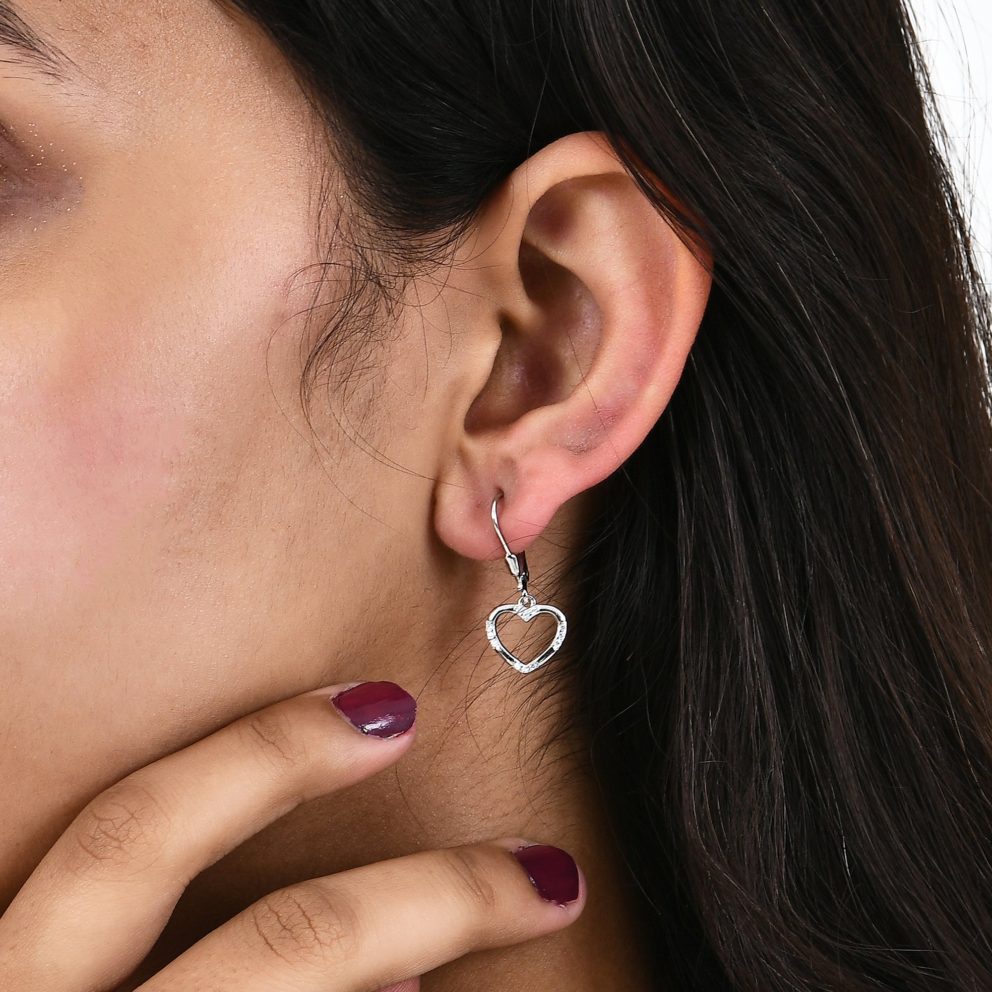 Heart Drop Earrings in 925 Sterling Silver