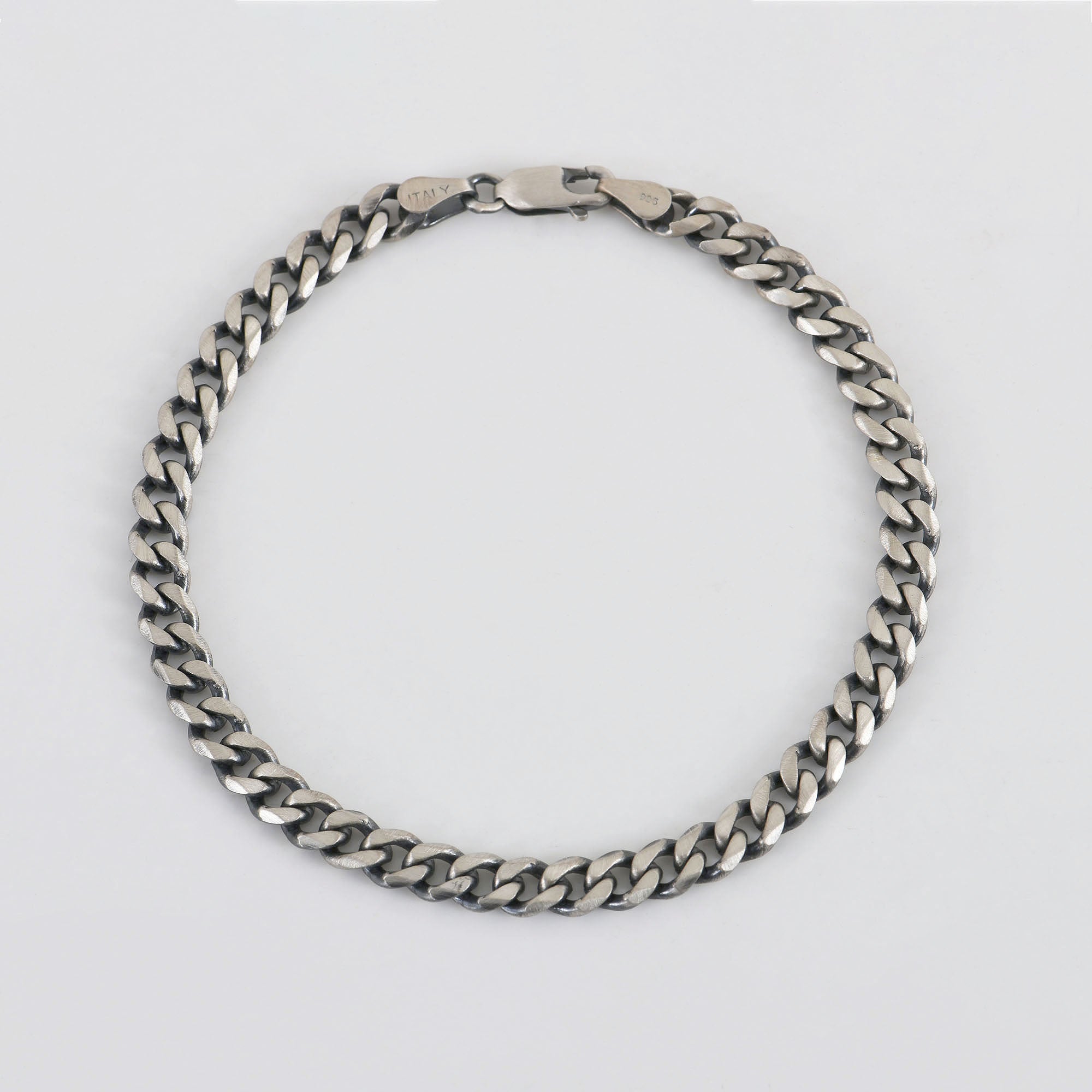 925 Sterling Silver Men’s Oxidised Italian Link Bracelet