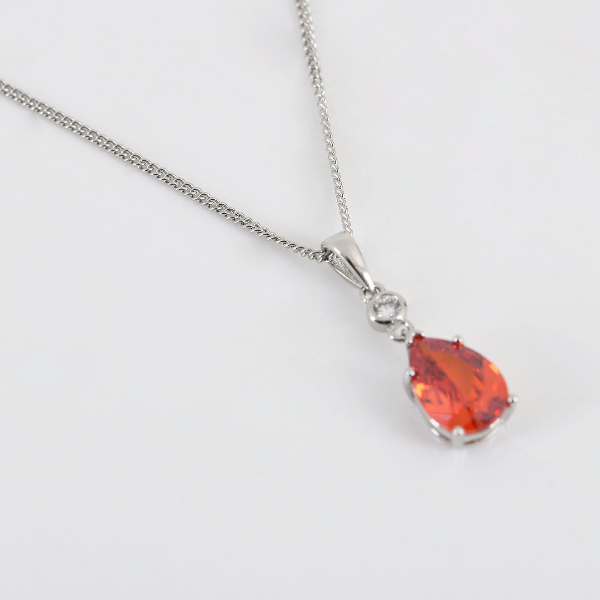 Red Stone Pendant in 925 Sterling Silver
