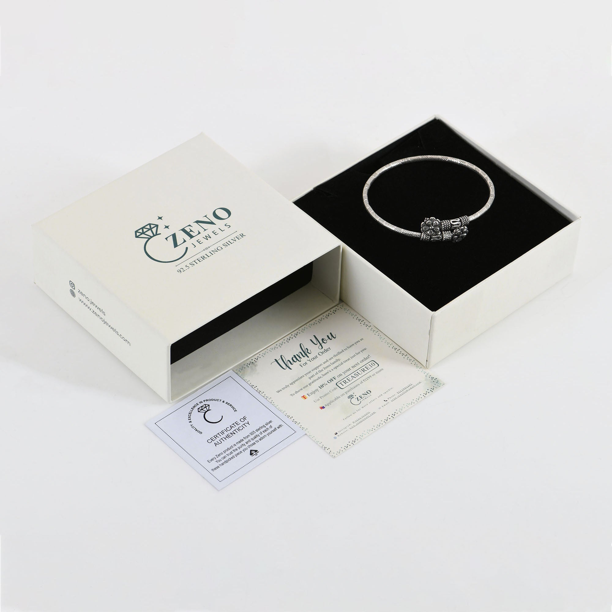 Rhodium Flower Silver Bracelet in 925 Sterling