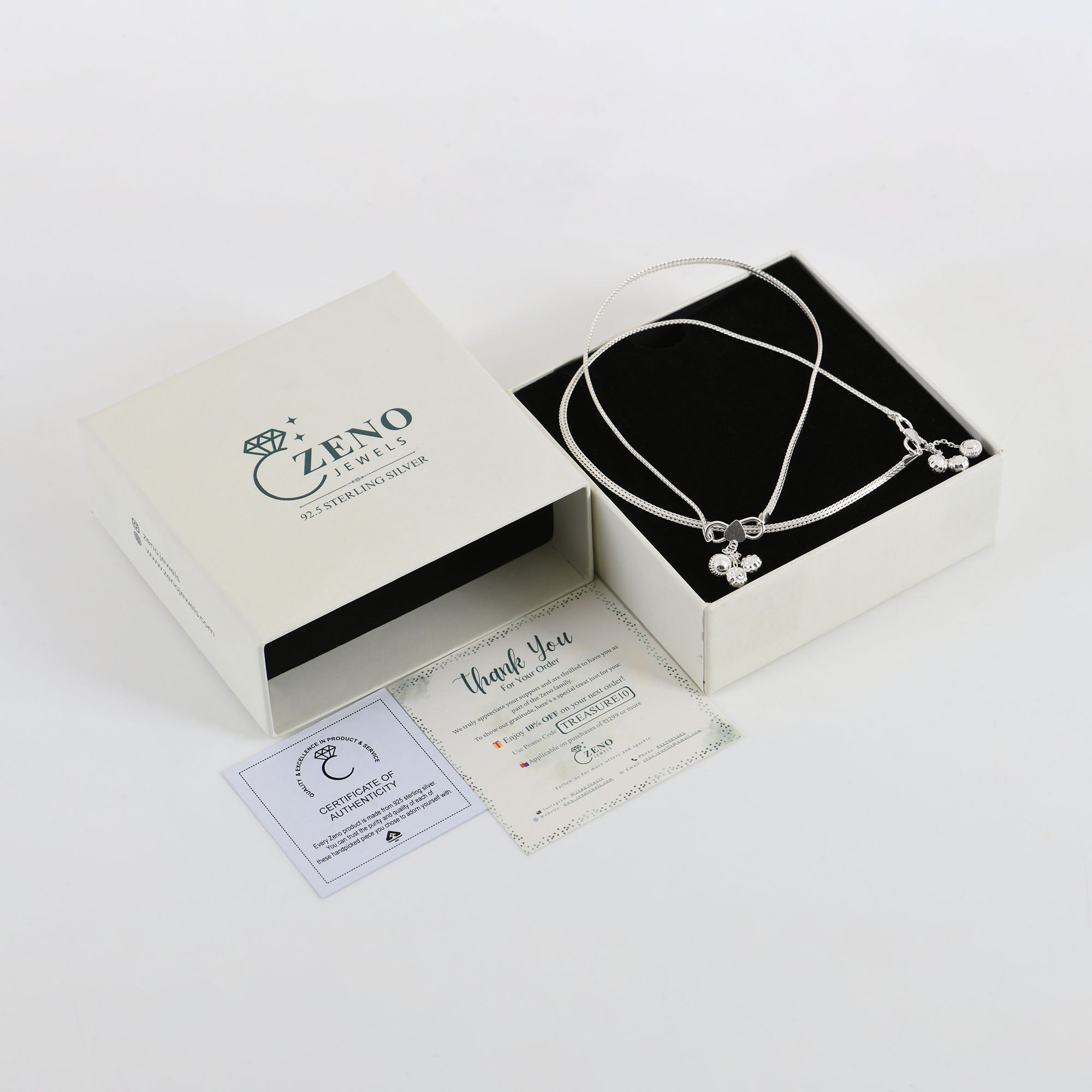 925 Sterling Silver Anklet with Ghungroo