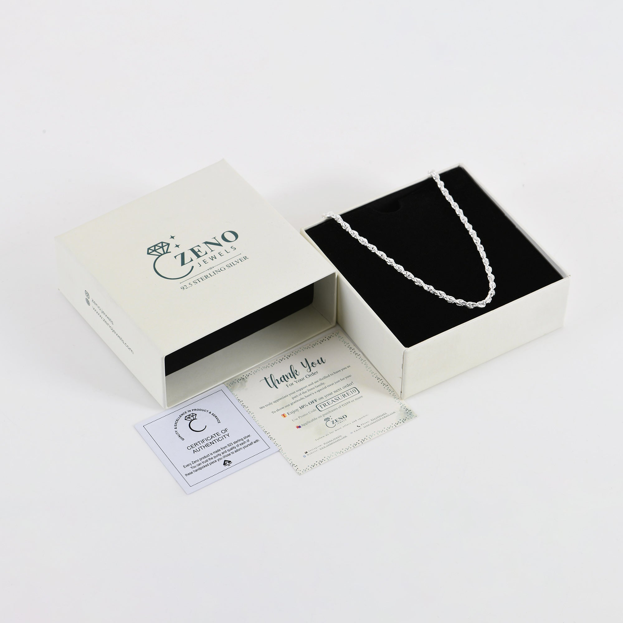 925 Sterling Silver Men’s Twisted Rope Chain – 20 Inch