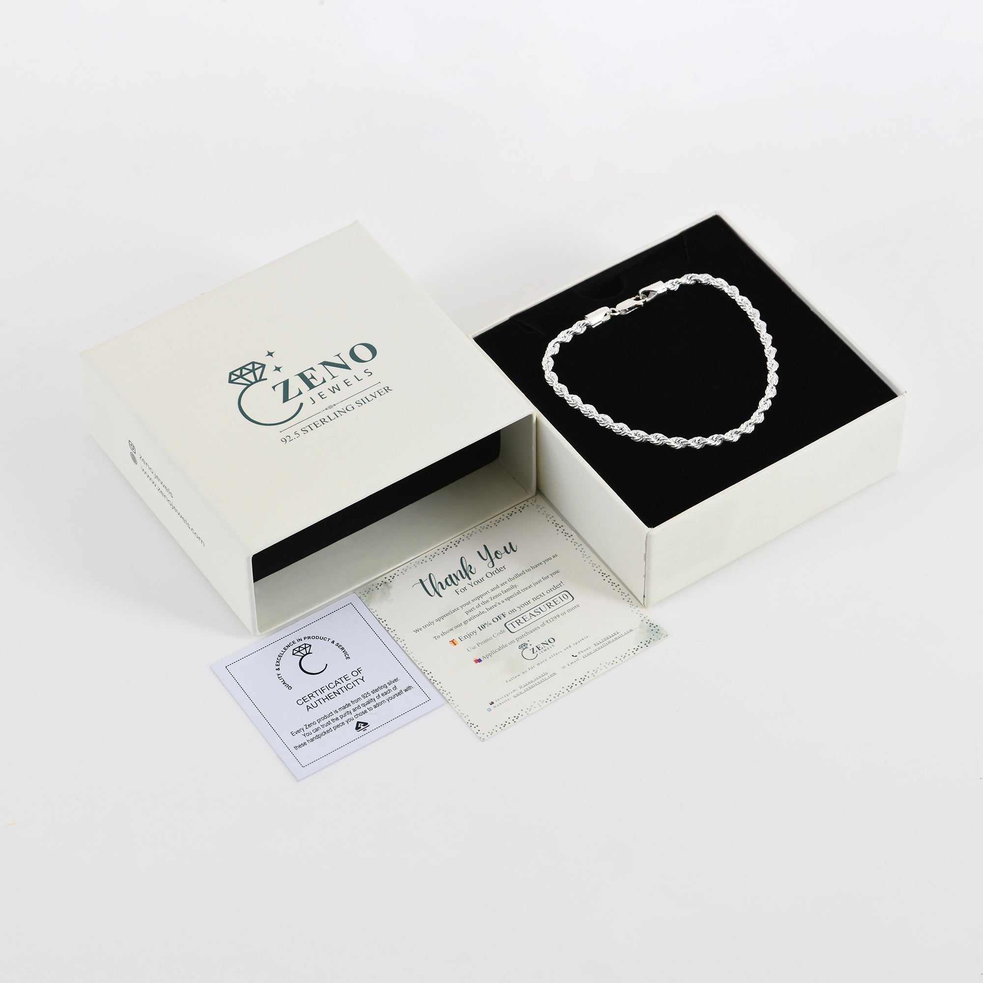 925 Sterling Silver Men’s Twisted Rope Bracelet