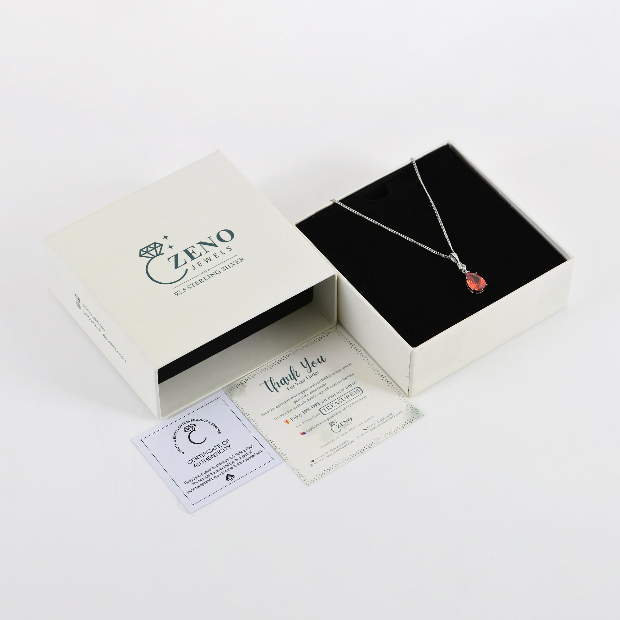 Red Stone Pendant in 925 Sterling Silver