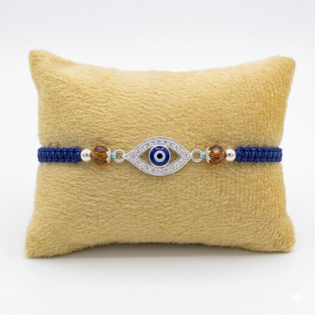 Classic Studded Rakhi in 925 Sterling Silver