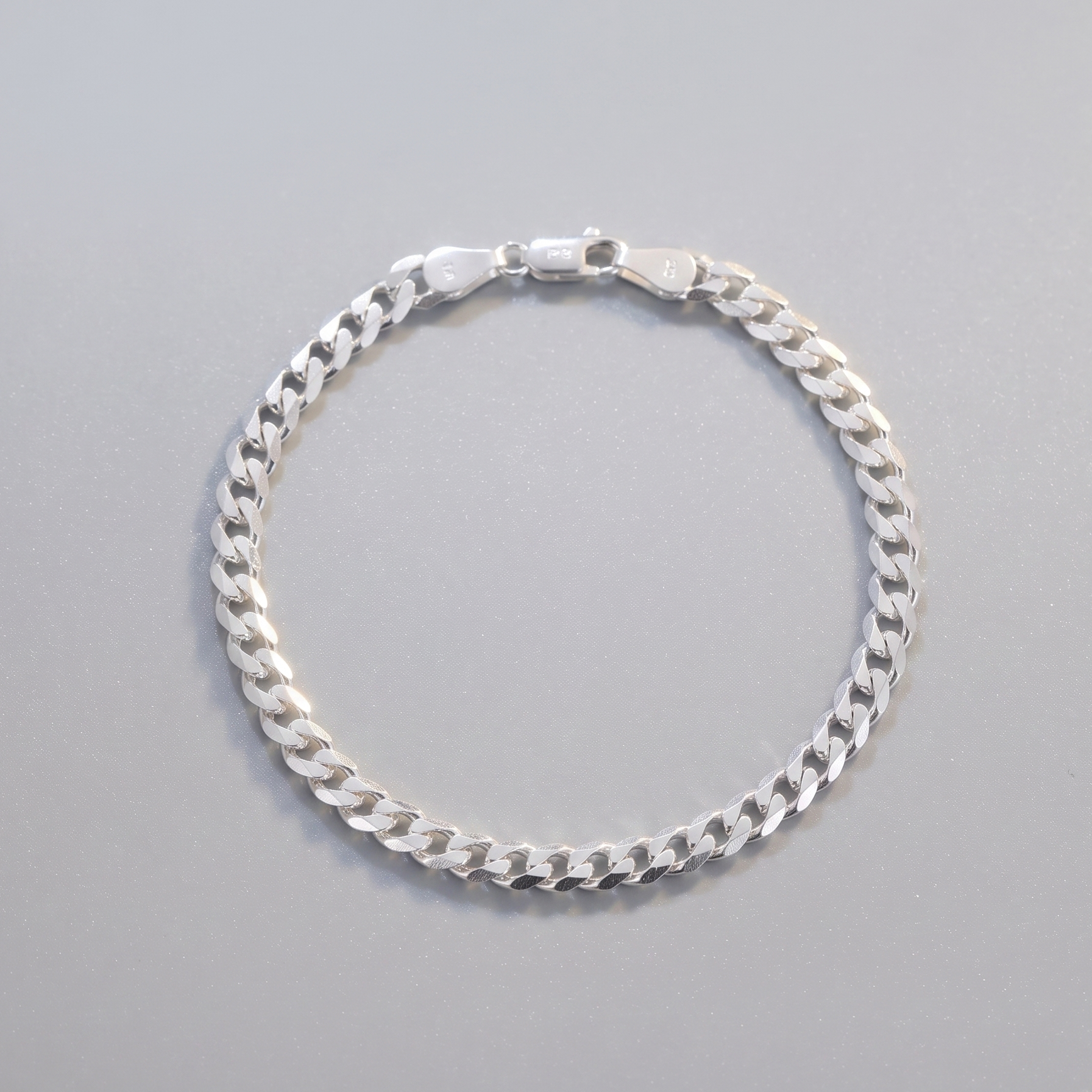 925 Sterling Silver Men’s Curve Cut Bracelet