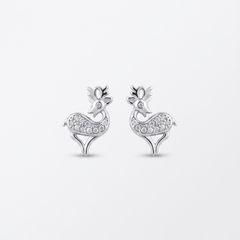 Crystal Deer Studs in 925 Sterling Silver
