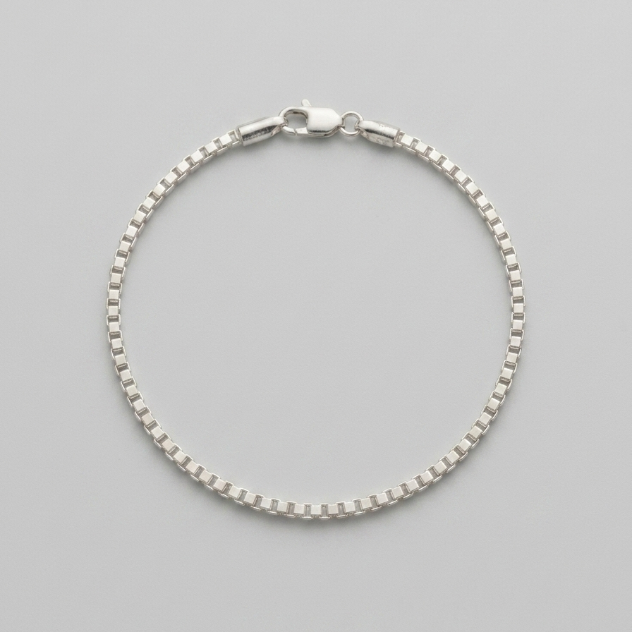 Men's Box Chain Bracelet in 925 Sterling Silver