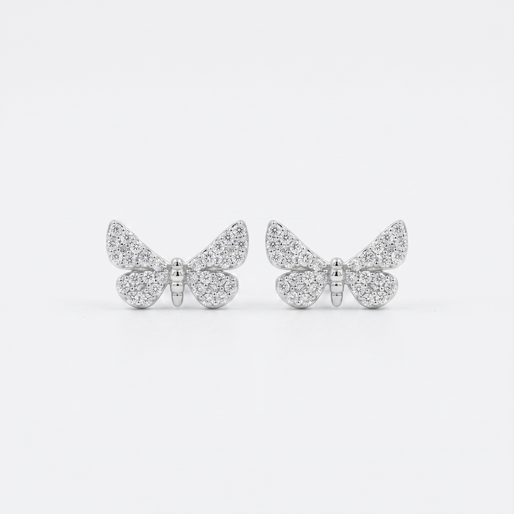 Crystal Butterfly Studs in 925 Sterling Silver