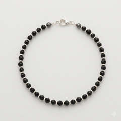 925 Silver & Black Bead Bracelet with Lobster Clasp – Unisex Minimal Jewelry