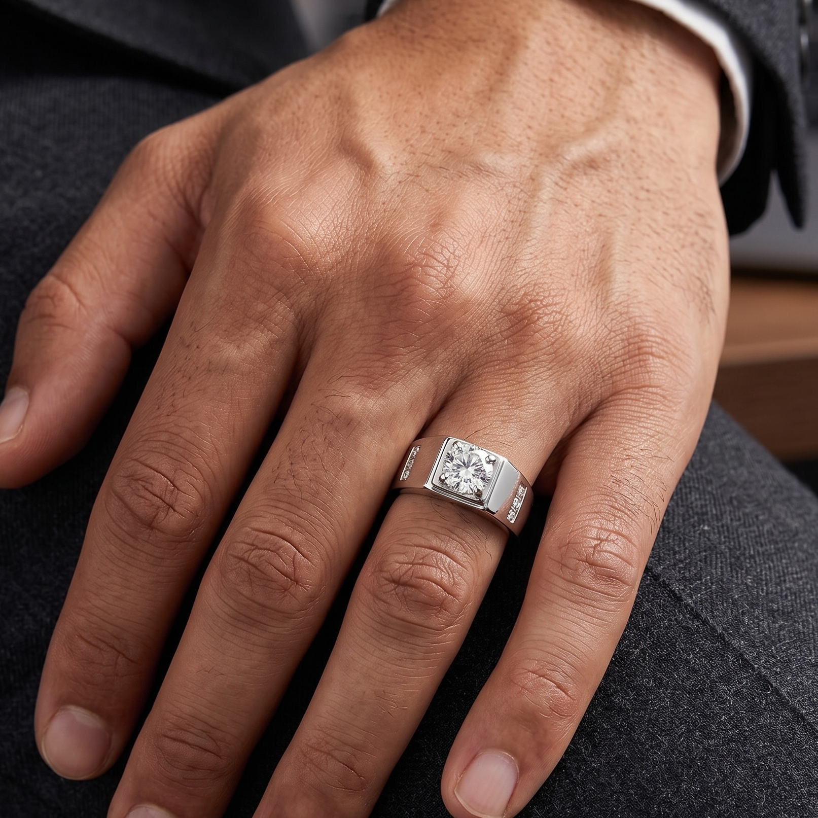 Zenith Solitaire Adjustable Ring in 925 Sterling Silver