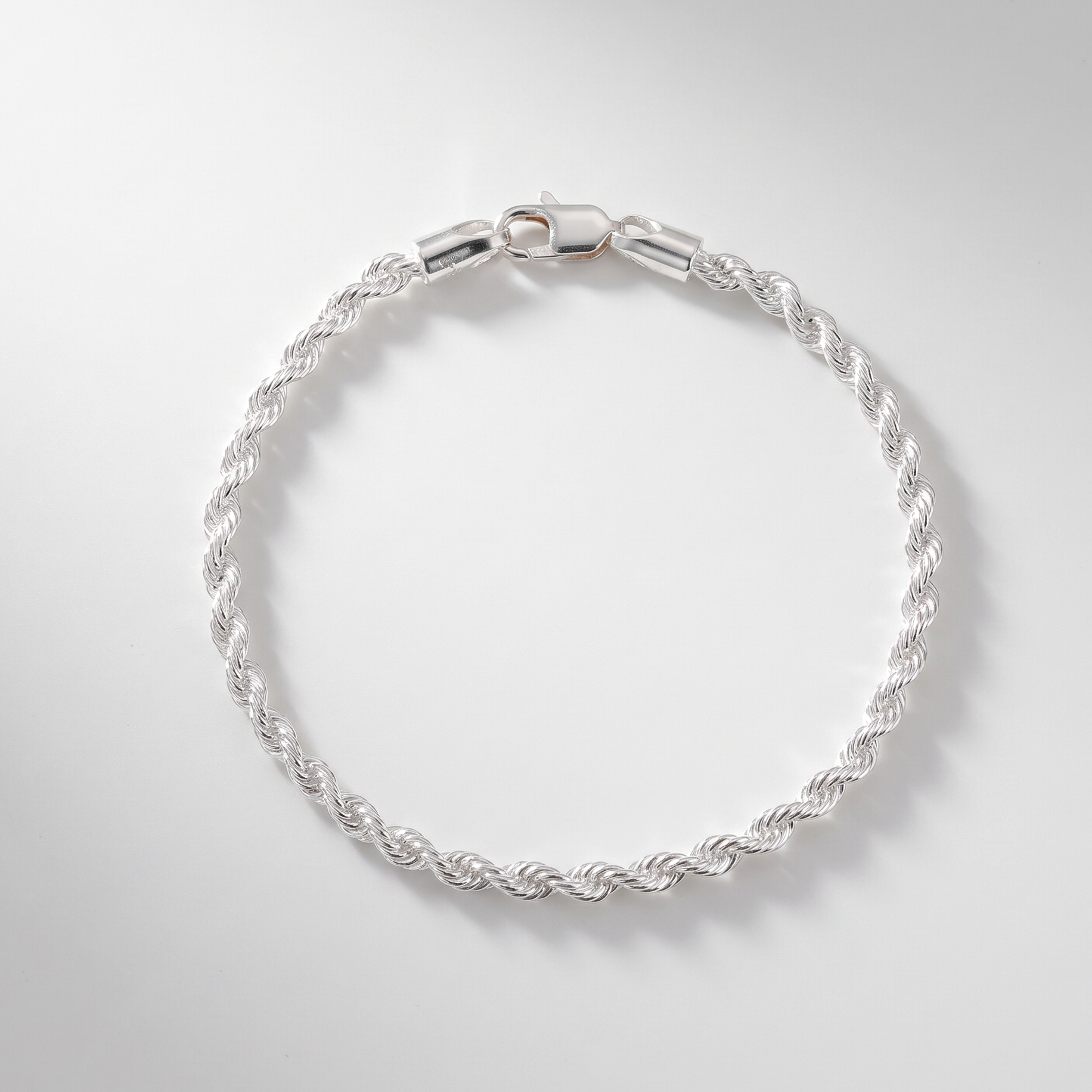 925 Sterling Silver Men’s Twisted Rope Bracelet
