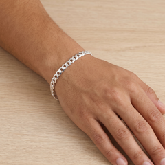 925 Sterling Silver Men’s Curve Cut Bracelet