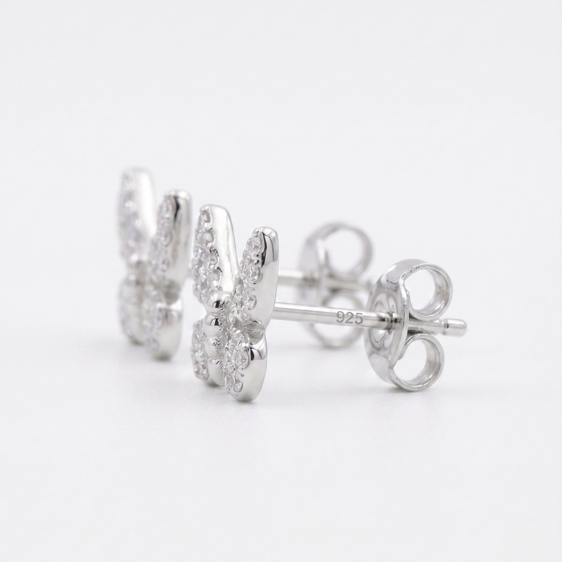 Crystal Butterfly Studs in 925 Sterling Silver
