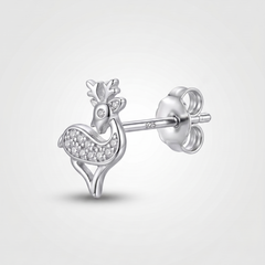 Crystal Deer Studs in 925 Sterling Silver