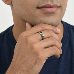Black-Striped 925 Sterling Silver Ring