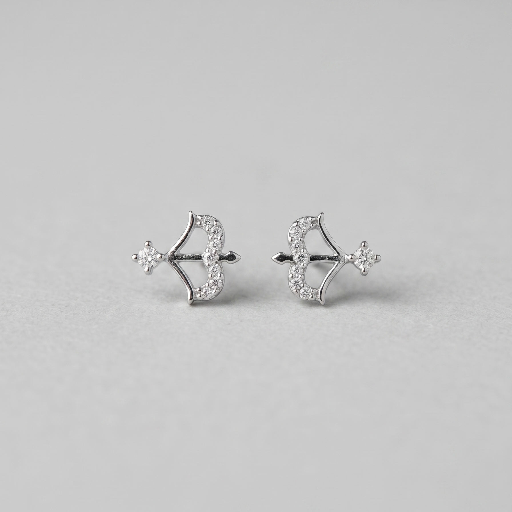 Crystal Bow Studs in 925 Sterling Silver
