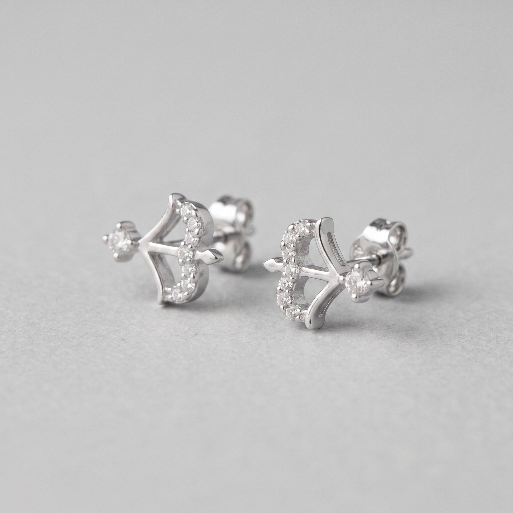 Crystal Bow Studs in 925 Sterling Silver