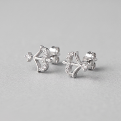 Crystal Bow Studs in 925 Sterling Silver