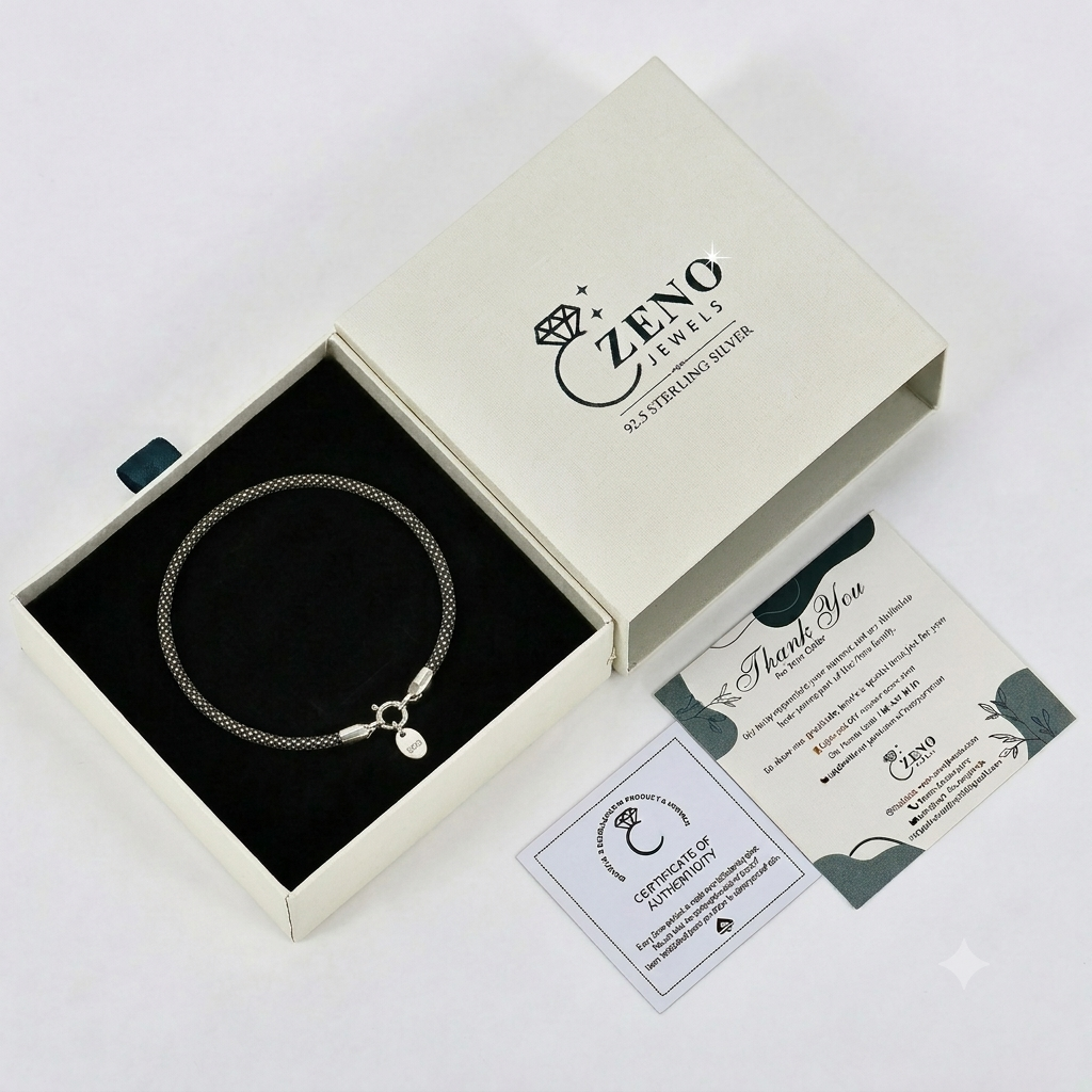 Oxidised Caviar Bracelet in 925 Silver