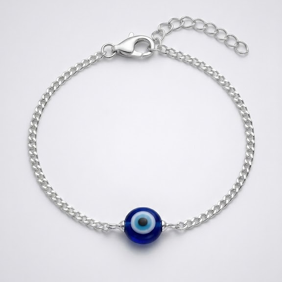 Men's 925 Silver Cuban Evil Eye Bracelet – Bold Protection