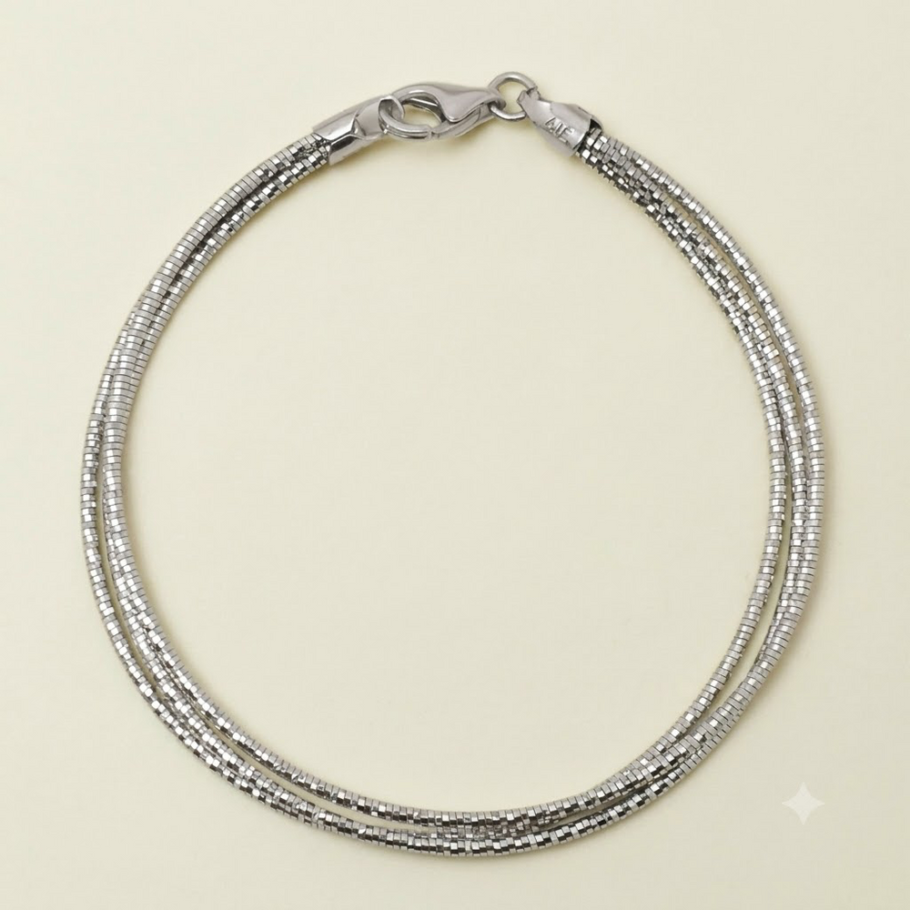 925 Silver Textured Snake-Style Bracelet – TRIPLE LAYER - Zeno Jewels