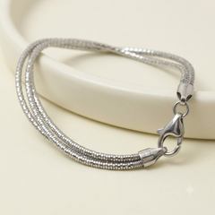925 Silver Textured Snake-Style Bracelet – TRIPLE LAYER - Zeno Jewels