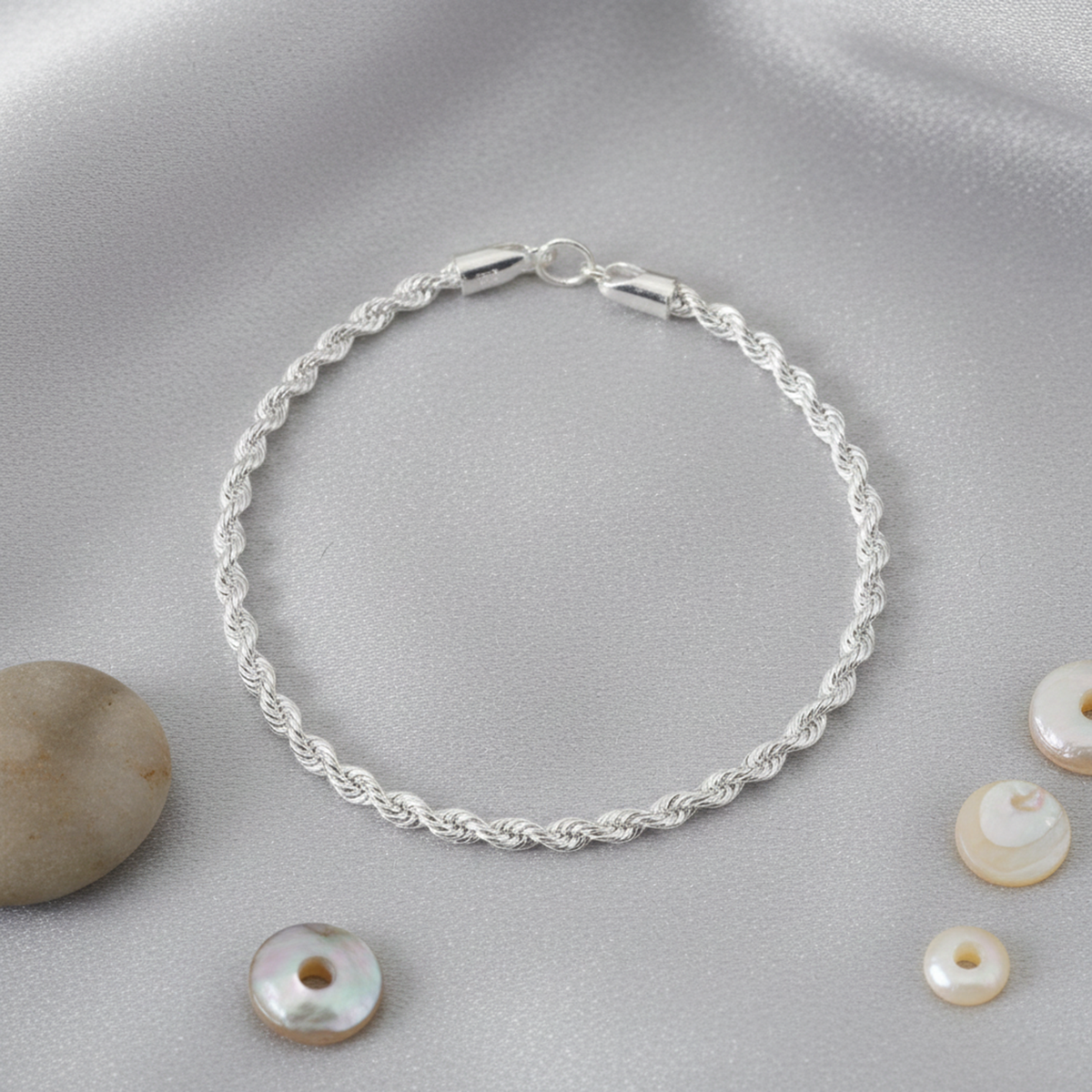 925 Sterling Silver Men’s Twisted Rope Bracelet