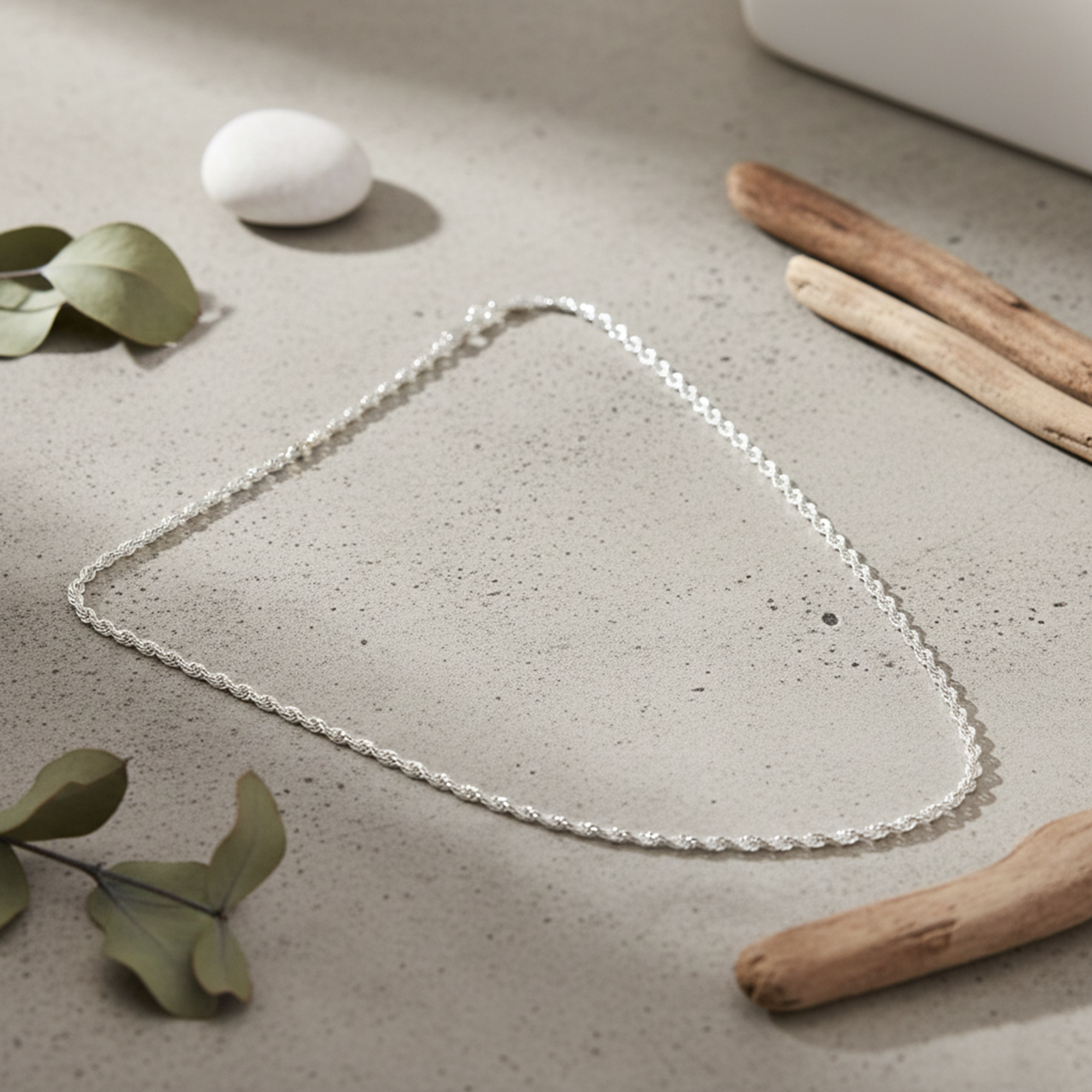 925 Sterling Silver Men’s Twisted Rope Chain – 20 Inch